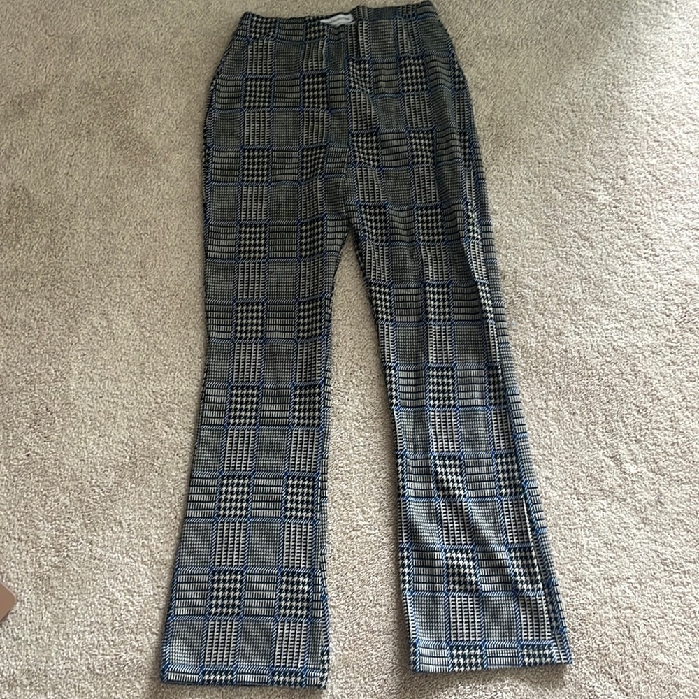 Urban outfitters stretch flare pants.Blue/grey plaid, size small